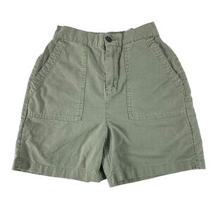Roots Women’s Green Utility Shorts Size 2  Cotton Linen Blend  Elastic Waist